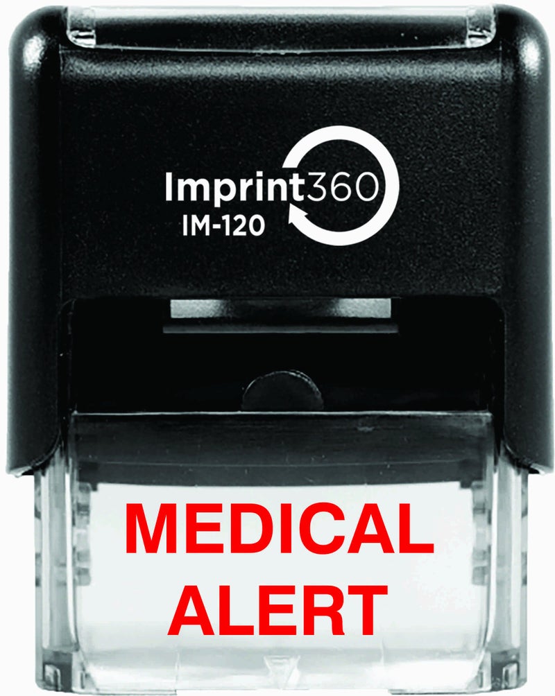 Supply360 AS-IMP1089 - Medical Alert, Heavy Duty Commerical Quality Self-Inking Rubber Stamp, Red Ink, 9/16" x 1-1/2" Impression Size, Laser Engraved for Clean, Precise Imprints - Image 1